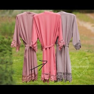 Rose lace cotton robe (dusty rose)